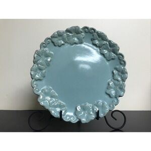 Temptations by Tara 8" Aqua Floral Relief Plate - Mini Platter